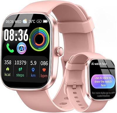 AI Smart Watch with ChatGPT, 1.91″ Bluetooth 5.4 Call Smartwatch Men Women, AI Voice 24/7 Heart Rate Sleep Monitor, 200+Watch Face,115+Sports IP68 Waterproof Fitness Activity Tracker for Android iOS