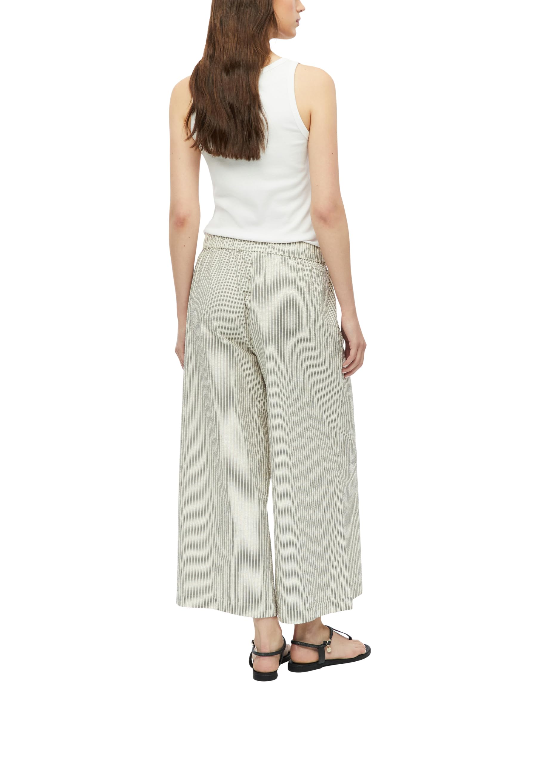 s.Oliver Damen Hose Culotte aus Seersucker mit Weitem Bein