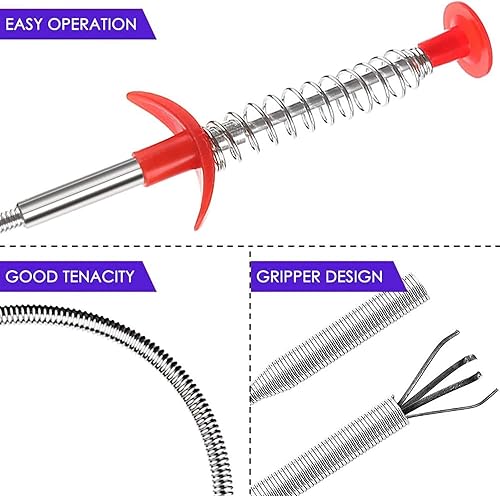 Miniatura 5 de Herramienta de agarre flexible con 4 garras de manguera flexible para recogida de arena, fregadero del hogar, desagües, inodoro (79 pulgadas)