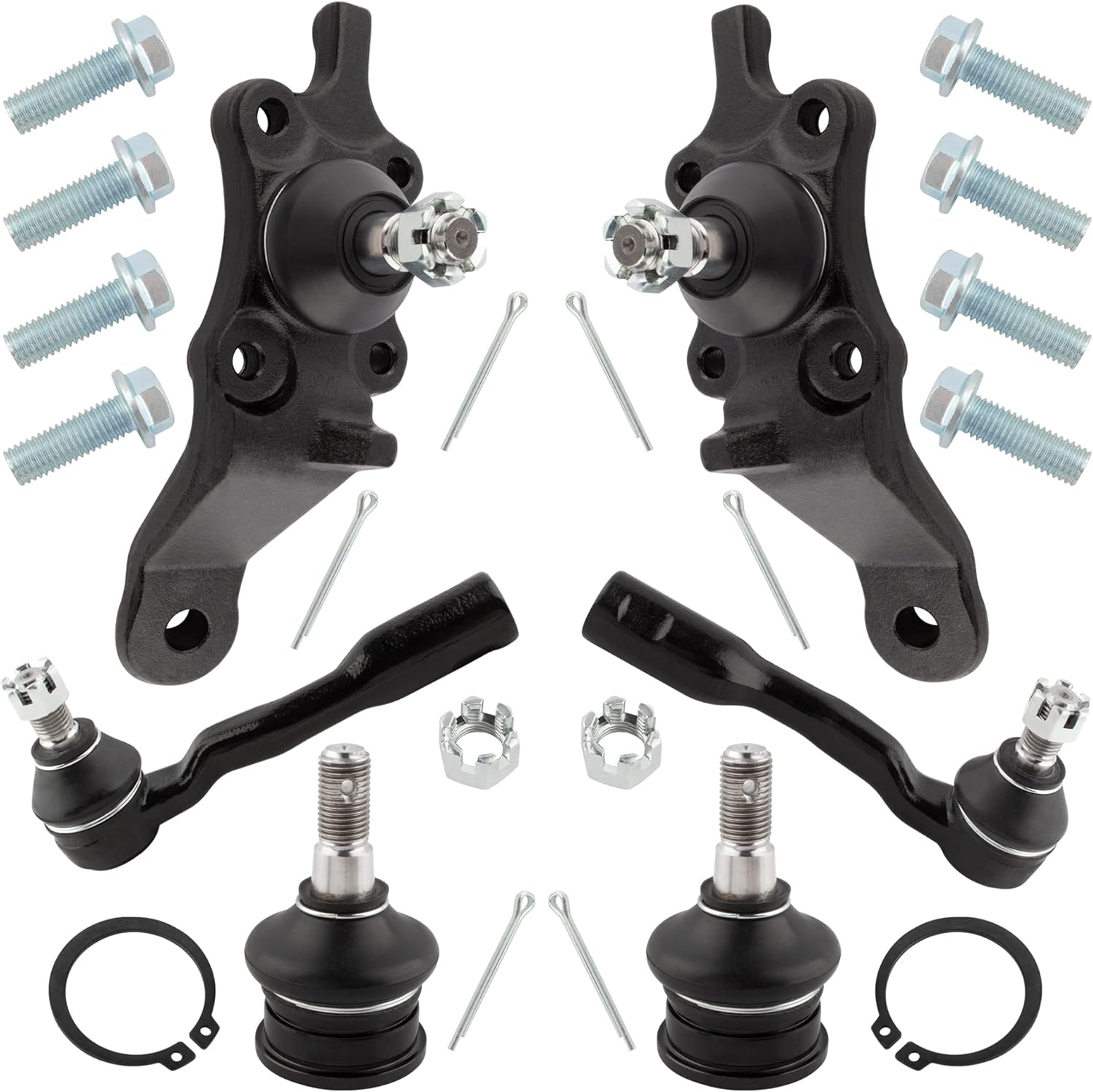 6pcs Suspension Kit Front Lower Upper Ball Joint Outer Tie Rod End Kit Fit For Toyota Sequoia 2001-2002, For Toyota Tundra 2000 2001 2002 Replace# K90262 K90263 K90255 ES3564 ES3565