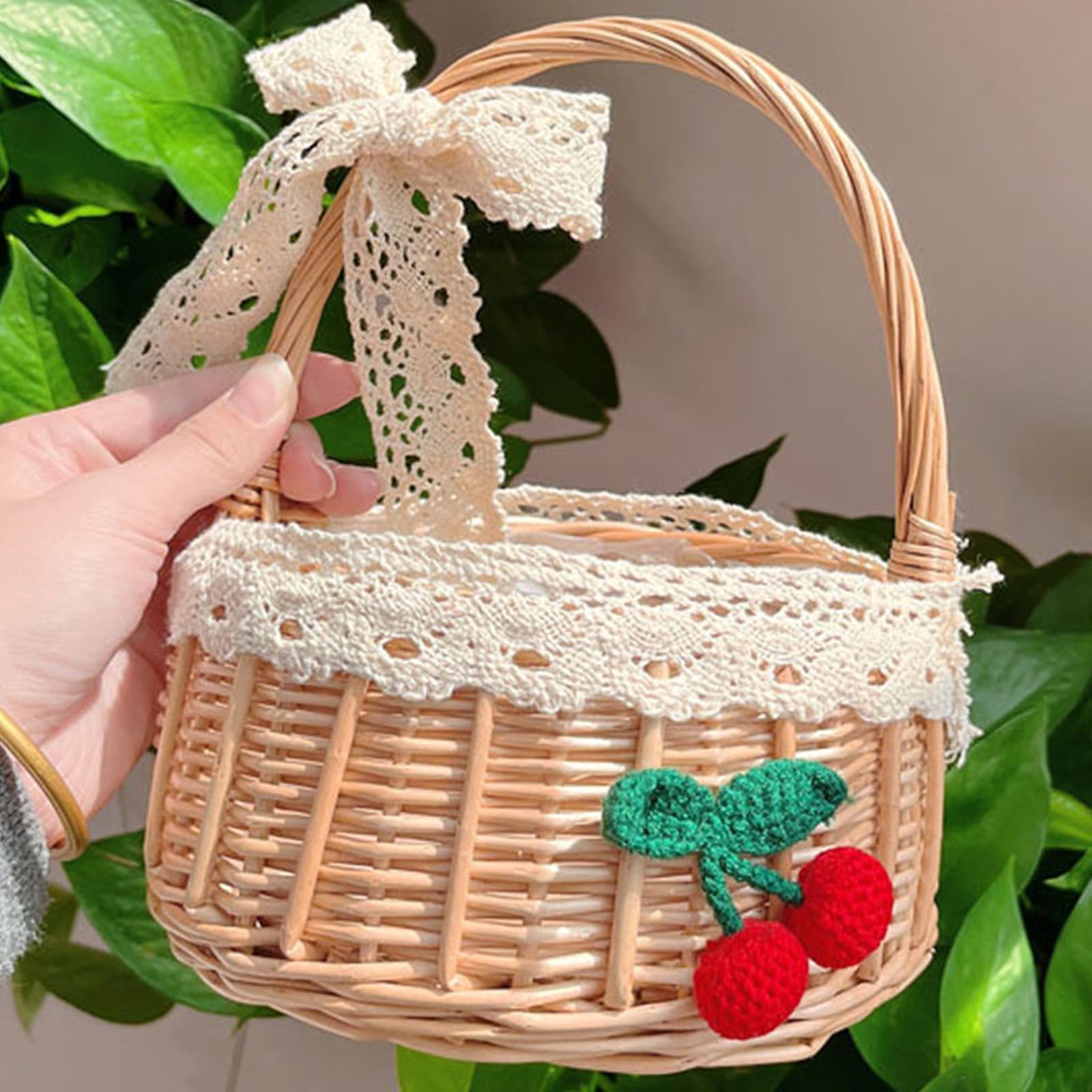 2 Pezzi Cesti per Fiori Intrecciati a Mano, Cesto di Vimini per Fiori In Rattan, Cestini Vimini, Cestino Matrimonio, Cestino per Damigella, per Matrimonio Decorazione Di Casa (Nastro Medio)