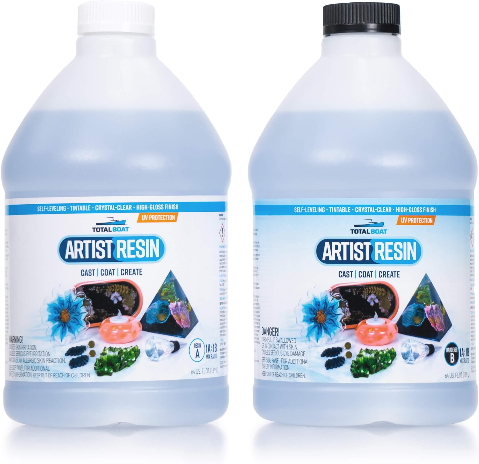 TotalBoat Artist Epoxy Resin - 128 Oz. Gallon Kit with 1:1 Mix Ratio and UV Resistance - High-Gloss, Crystal-Clear Casting Formula for Artwork, Charms, Crafts, Jewelry, and Tumblers