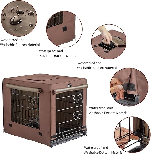 Miniatura 4 de DONORO Kit de jaulas para perros de tamaño pequeño para interiores con cubierta de jaula para perros, perreras de doble puerta y casas para