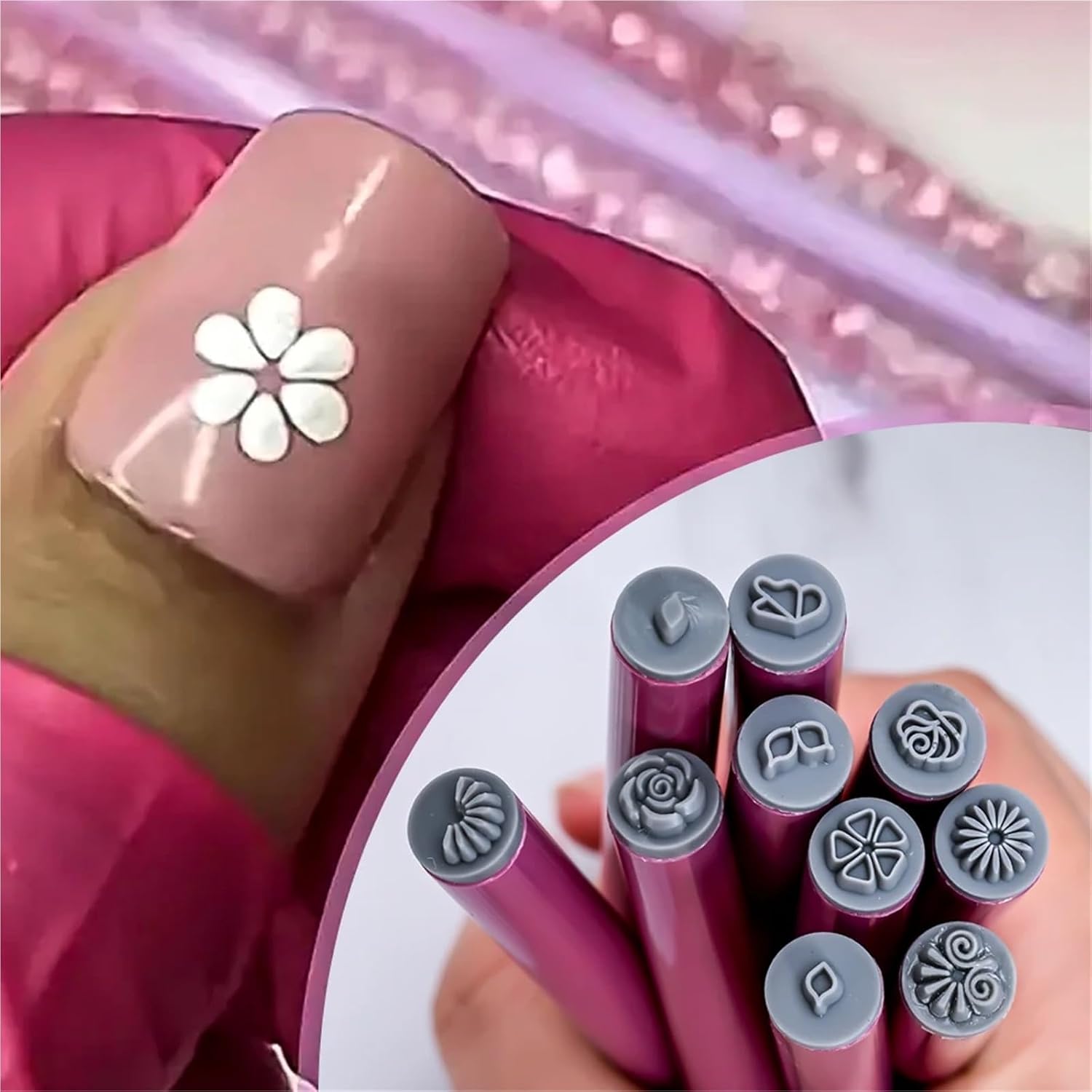 Nail Stamp Pen 30 Pcs Nail Art Stamp Pen, Flower Stamping Dotting Tool Kit