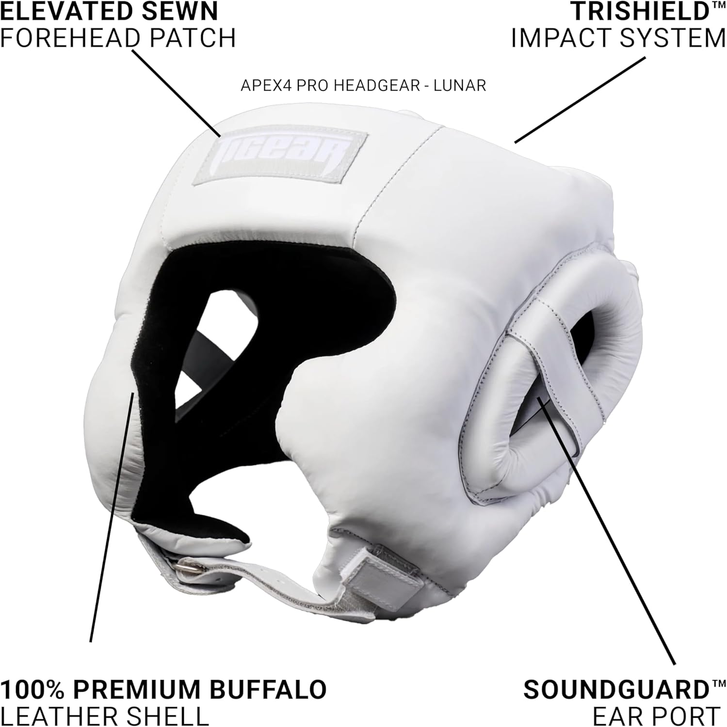 Tigear APEX4 Lunar - Pro Martial Arts Headgear | MMA, Muay Thai, Kickboxing, Sparring | 100% Buffalo Leather