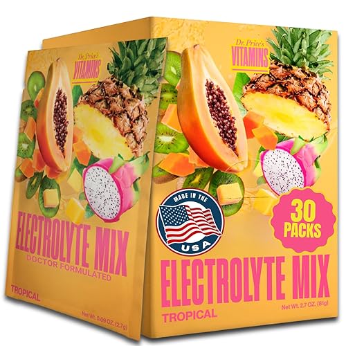 Dr. Price’s Electrolytes Hydration Powder Packets – Tropical, 30 Packs