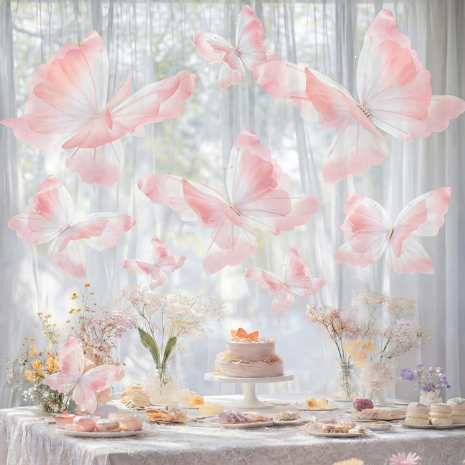 9 Pcs Large Butterfly Decorations Mariposas Grandes para Decoracion 20 16 12 Silk 3D Hanging Butterflies with Clips for Baby Shower Birthday Party Wedding Decor