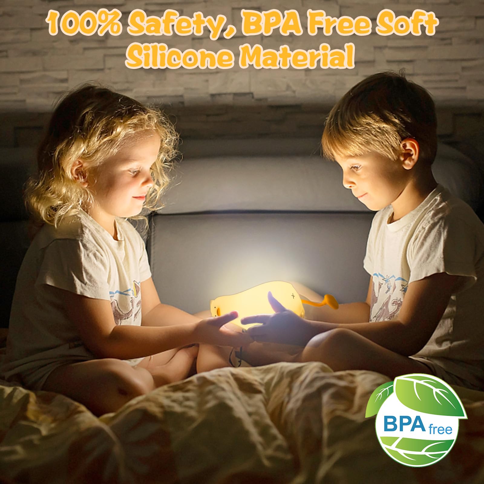 GIACOMO Luce Notturna Bambini, Silicone Luce Notturna Neonato, Ducky Lamp Con Funzione Timer, USB Ricaricabile, Luci Cameretta Bambini Dimmerabile, Controllo a Sfioramento, Bambini Neonato Regalo