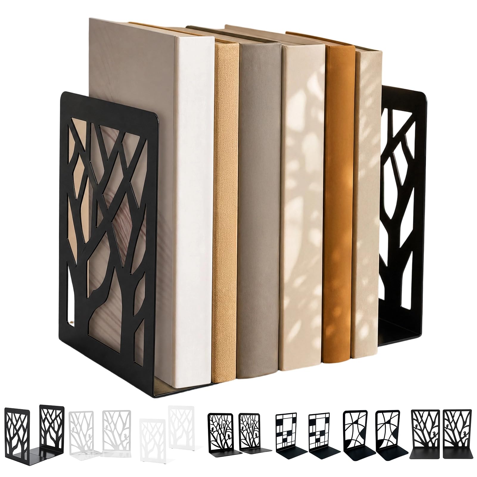 Glifora 1 Pair Tree of Life Decorative Bookends for Shelves - Bookshelf Organiser, Hollow Book Holder Stoppers for Desk, Office and Library Decor
