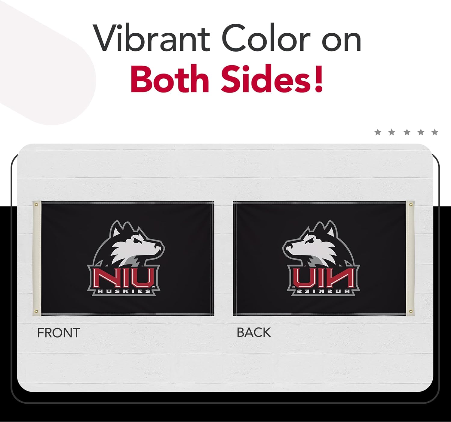 Northern Illinois Huskies College Sports Printed Flag - NCAA Licensed - Nylon - School Banner (Black, Red) (2' x 3')