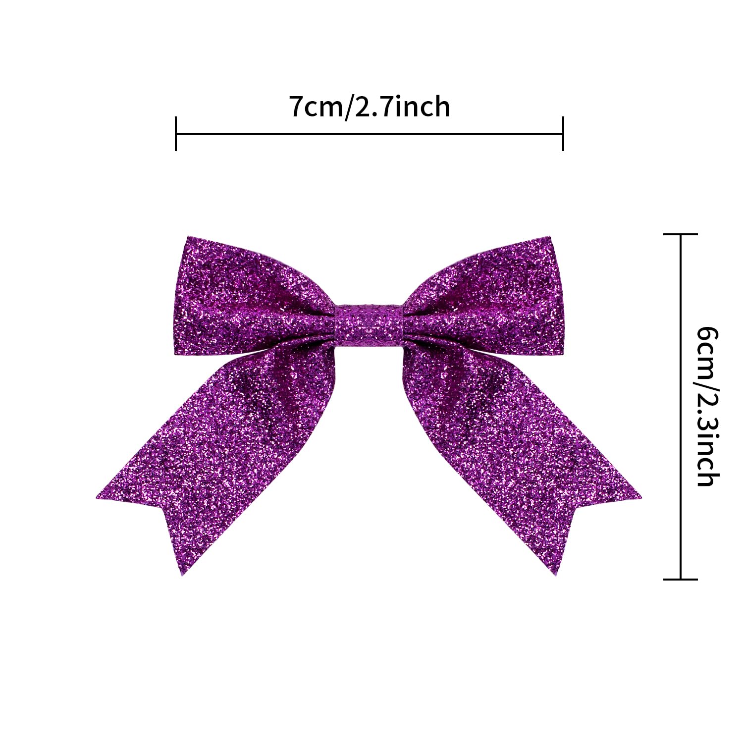 SPWOLFRT 24 Pieces Glitter Christmas Bows, Christmas Tree Bow Ornament, Premade Small Bowknot for Xmas Tree Wreath Crafts Gift Wrapping Basket Wedding Party Home Decor,6.5 * 7cm (24, Black&Purple)