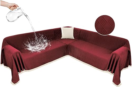 Miniatura 19 de Fundas impermeables para sofá seccional, funda para sofá seccional, funda para sofá esquinero en forma de L, fundas deslizables, manta para perros y