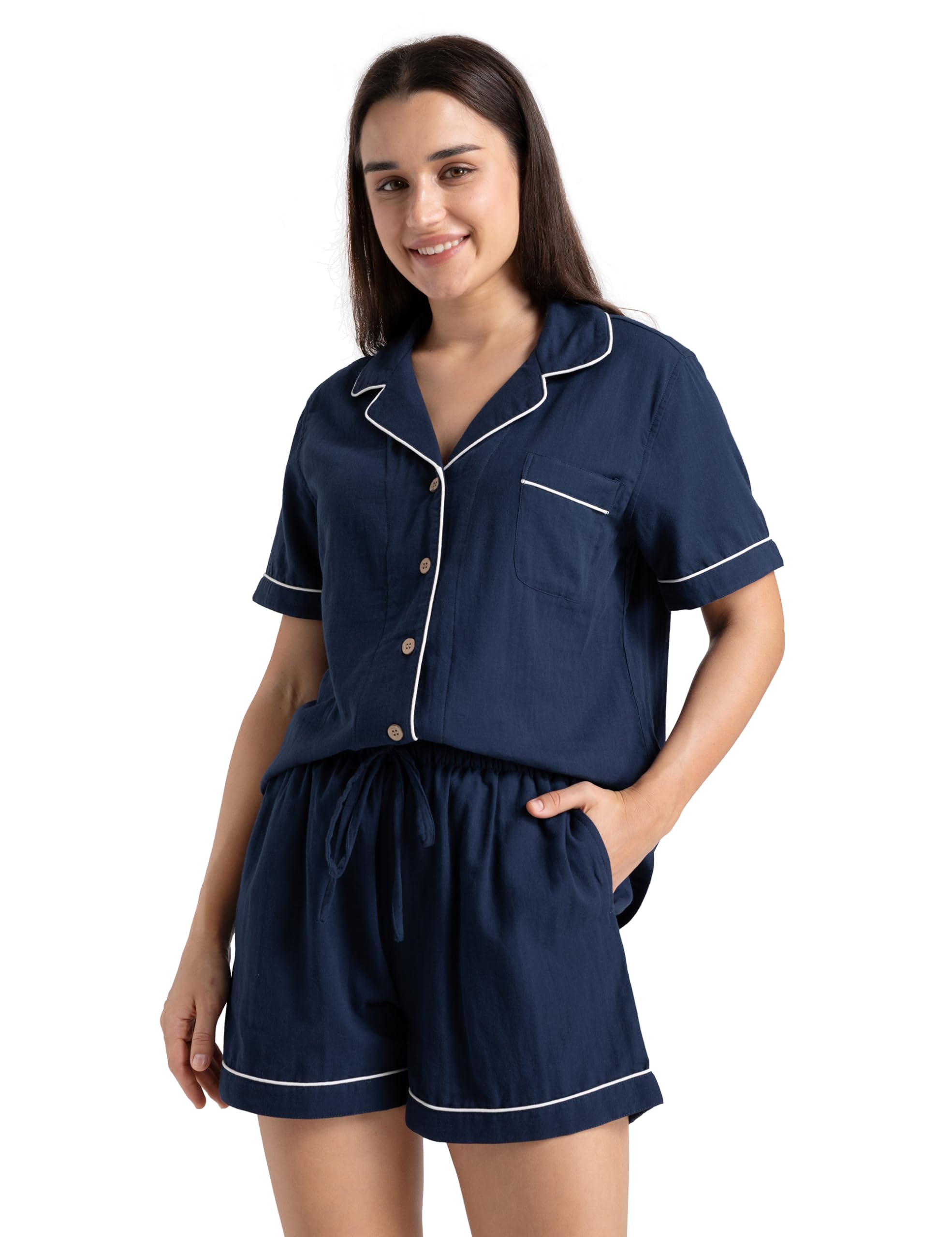 XINJU Womens Muslin Pajama Set 100% Cotton Double Gauze