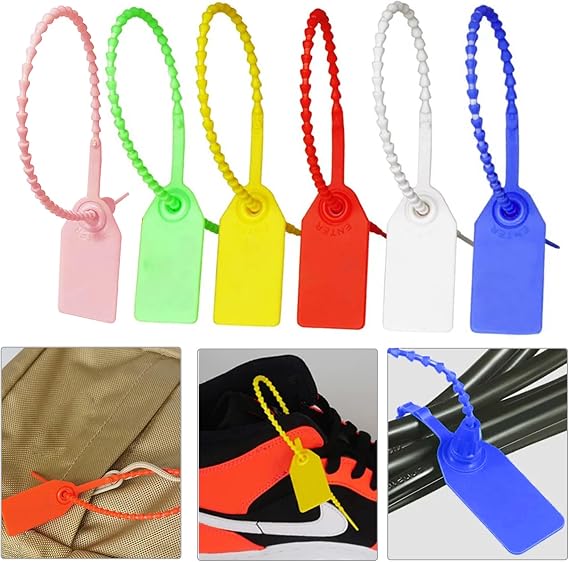 120 Pcs Security Tags Plastic Security Seals Cable Tie Labels, Secure Anti-Tamper Seals Self Locking Zip Ties Pull Tags 250mm Length