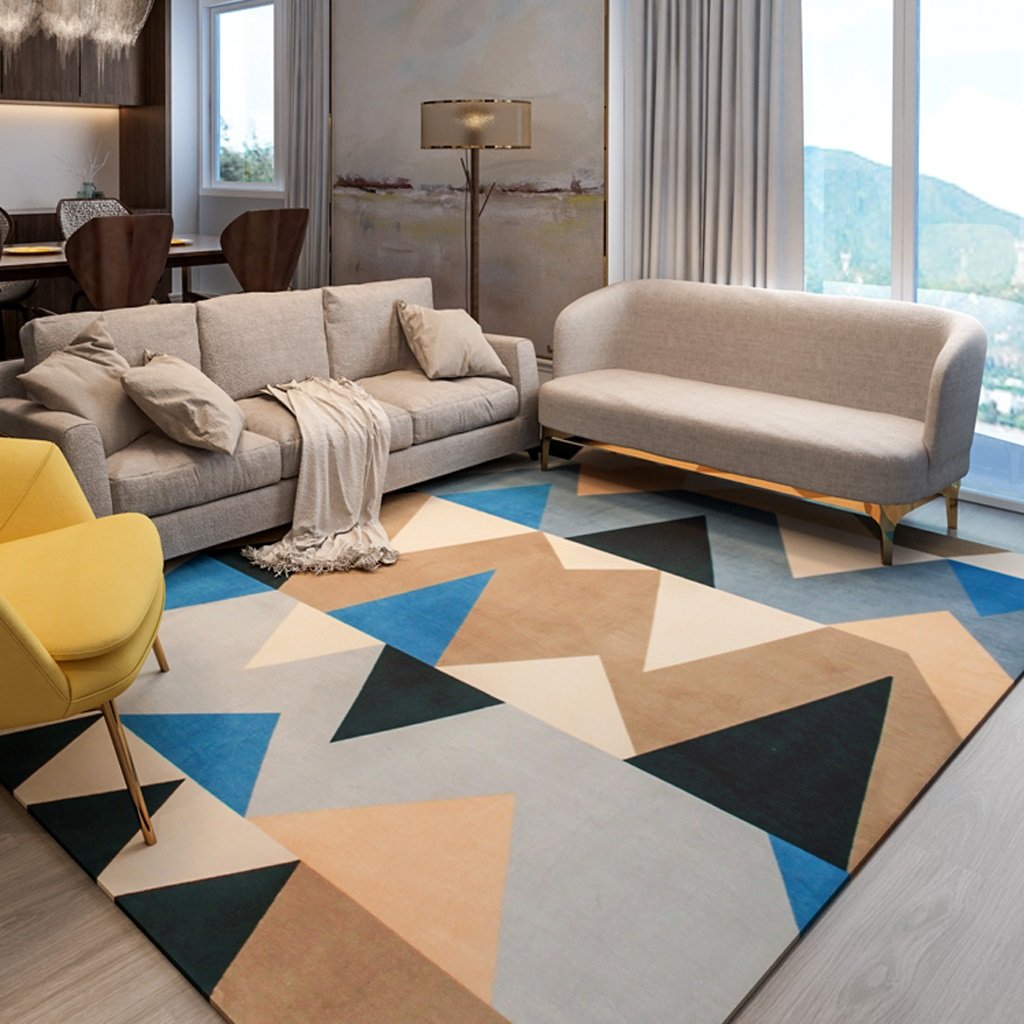 Tapis de salon géométrique et moderne grand format pour chambre