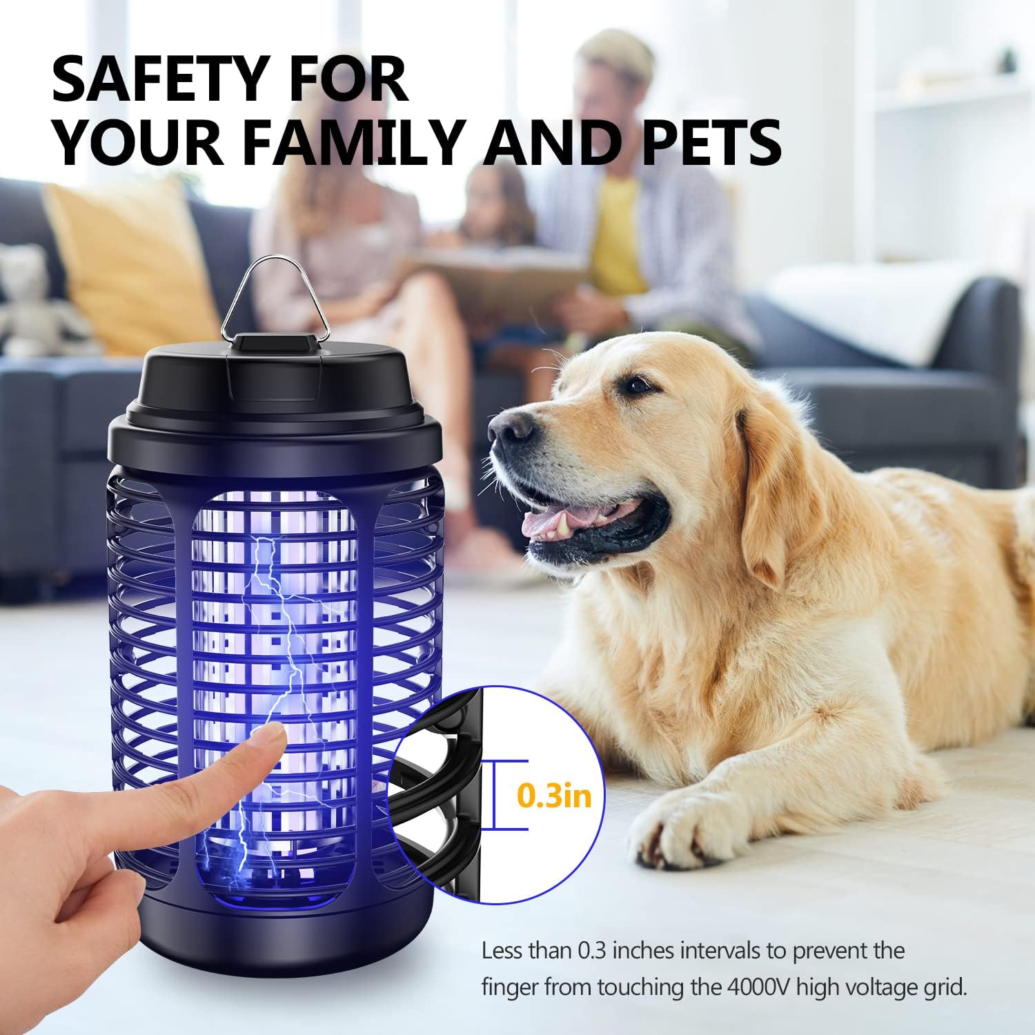 VANELC Bug Zapper Outdoor, Waterproof Electric Mosquito Killer, 4200V Mosquito Zapper Indoor Insect Fly Trap for Home Backyard Garden - 9.8 FT Length Cable
