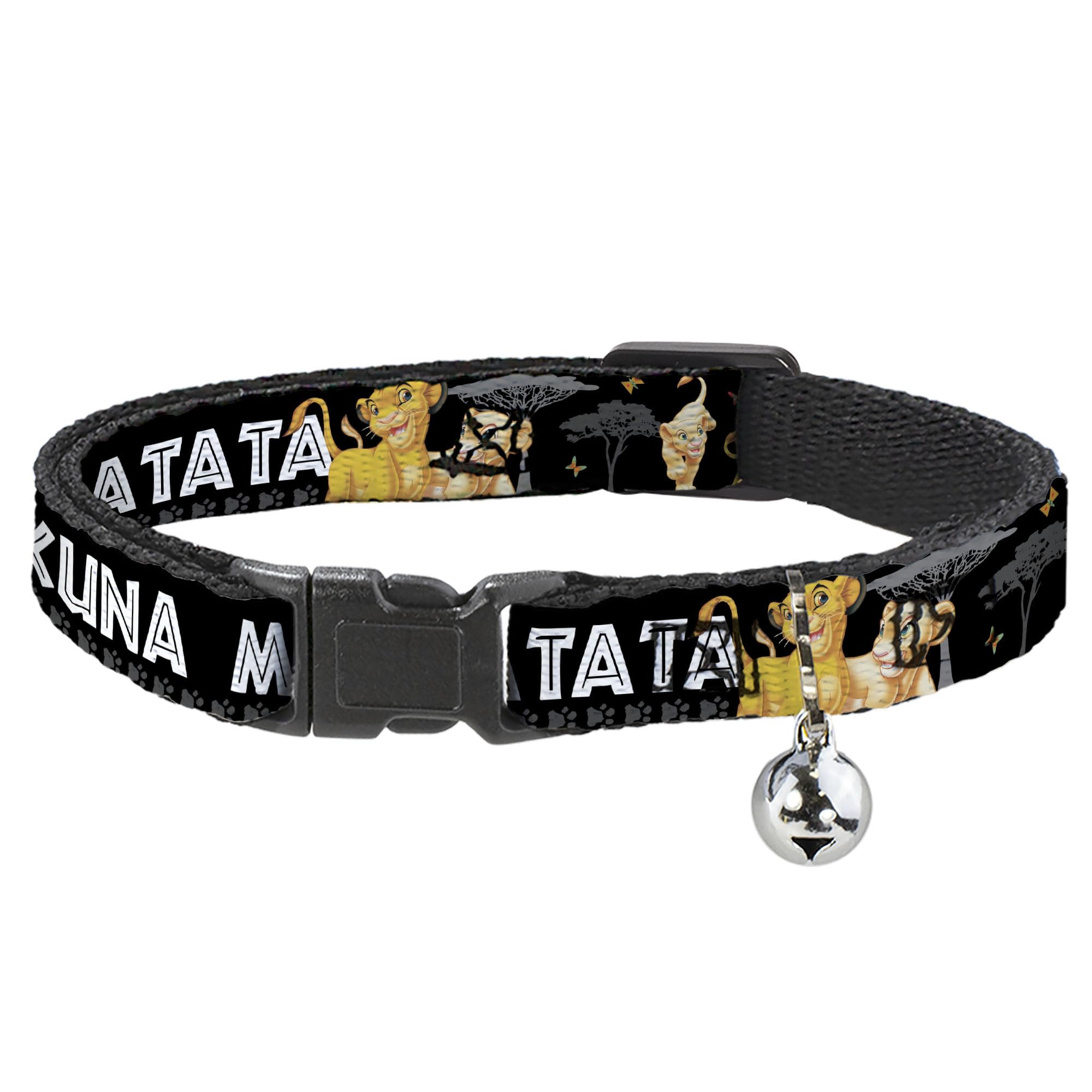 Buckle-Down Cat Collar Breakaway Lion King Simba Nala Hakuna Matata, Multicolor, 1/2" Wide - Fits 8-12" Neck - Medium (BAC-WDY046-NM)