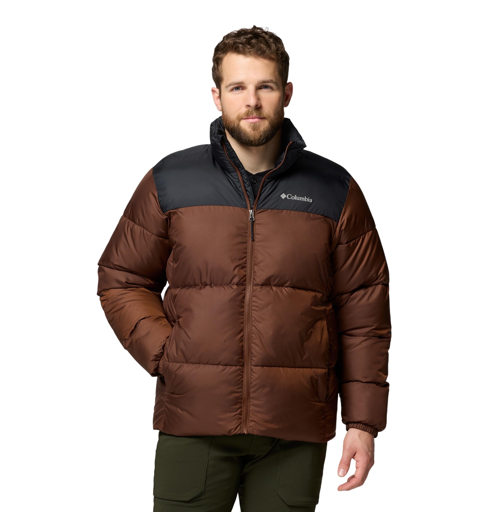 Columbia Sportswear Men's Brown Columbia - Puffect™ Iii Puffer Jacket - Tobacco, Black Large