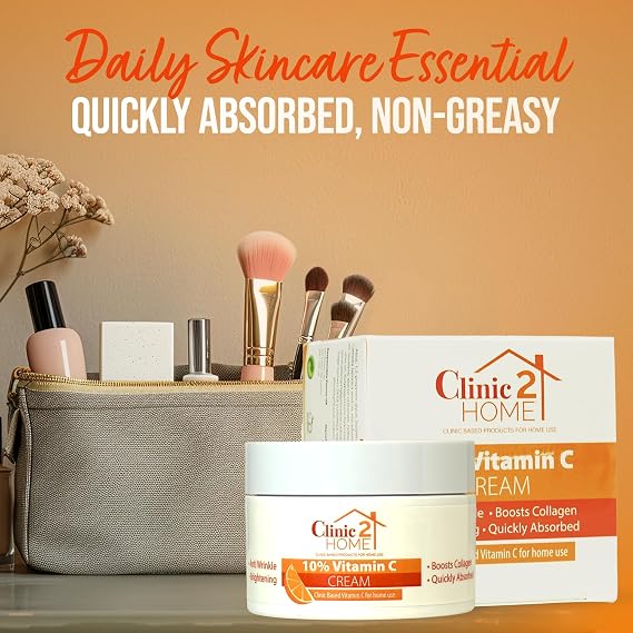Vitamin C Cream - Powerful 10% Vit C Face Cream for Dark Spots, Wrinkles & Fine Lines - Anti Aging, Collagen Boosting & Skin Brightening Pure Vitamin C Moisturiser for Face Skin Care