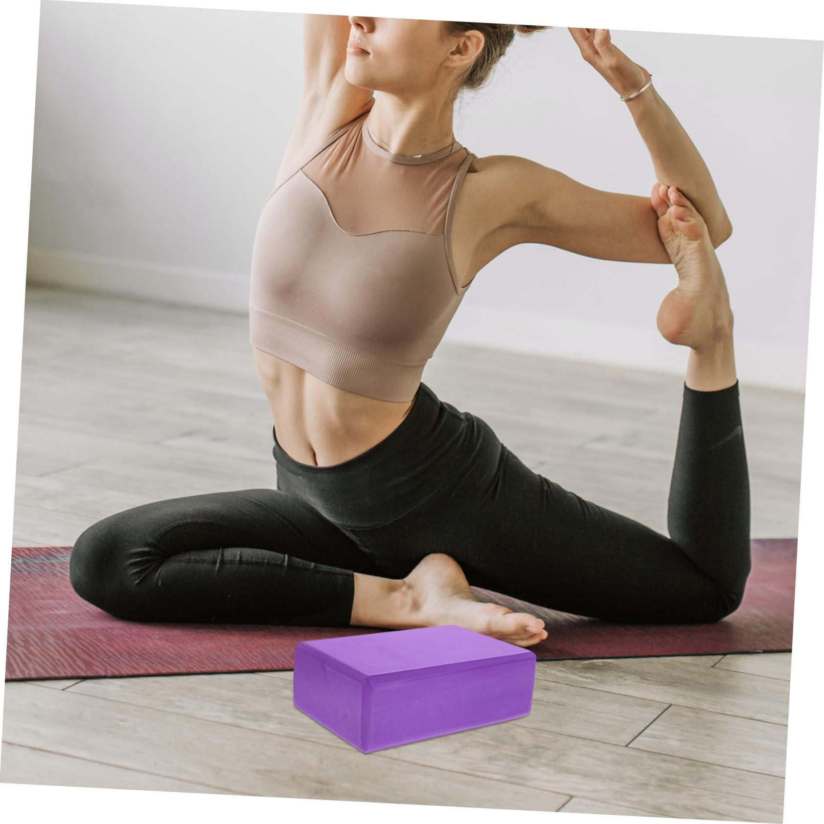 Juego de 3 Piezas Bloques de Yoga y Correa de Estiramiento de Espuma Eva Ligera, Portátil para Yoga, Pilates y Ejercicios en Jardín o Cualquier Entorno