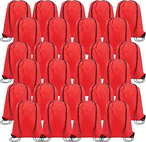100 bolsas de cordón con cordón a granel, bolsas de almacenamiento para deportes, gimnasio, viajes, Rojo, 16.5 inches in length and 13.4 inches in