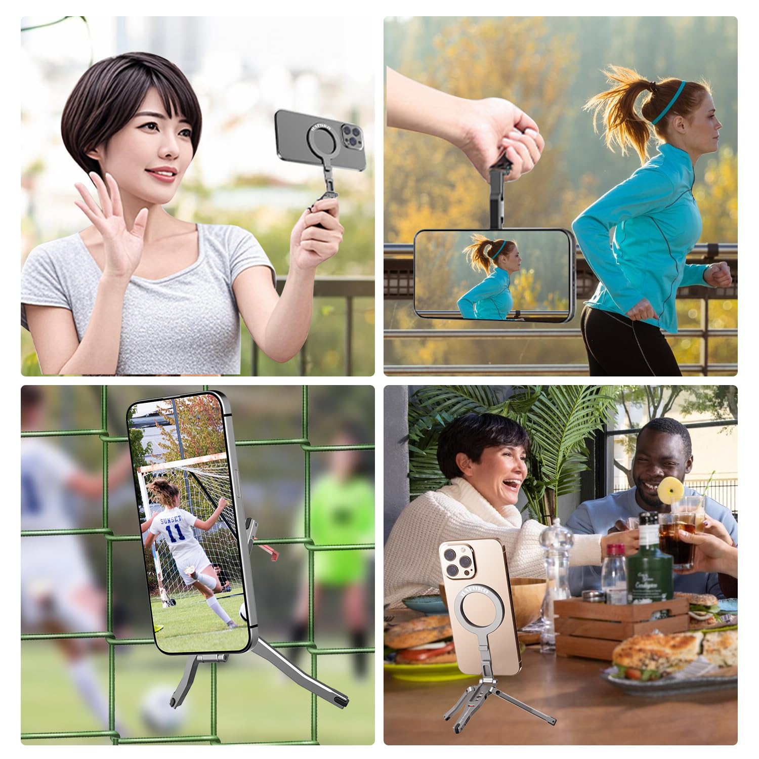 Magnetico Tasca Telefono Treppiede Alluminio Mini Tavolo Pieghevole Magnetico Treppiede Mano Compatibile per iPhone 17/16/15/14/13/12 Plus Pro Max Leggero Telefono Treppiedi Supporto Viaggio