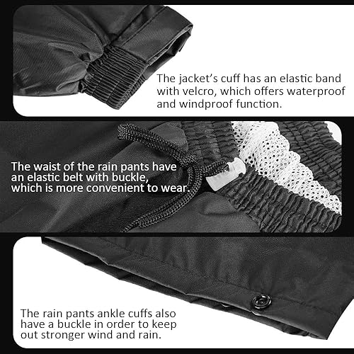 Miniatura 6 de ILM traje de lluvia para motocicleta, impermeable, 6 bolsillos, 2 piezas, chaqueta y pantalones, para hombre