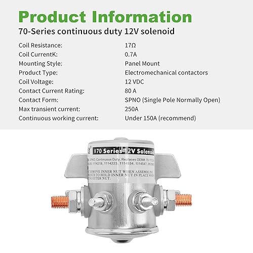 Miniatura 6 de 10L0L Max 250A Relé de solenoide de servicio continuo de 12 V para EZGO Marathon 1979-1994 Carro de golf de gas, carretilla elevadora, tractor, RV,