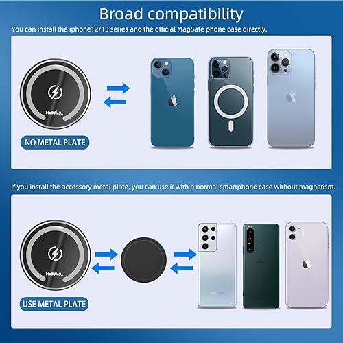 Miniatura 10 de Soporte magnético de cargador de coche inalámbrico para Magsafe iPhone 14 Pro Max, 13, 12, Pro Max, Mini, Airpods3, QI de 15 W, carga de automóvil,