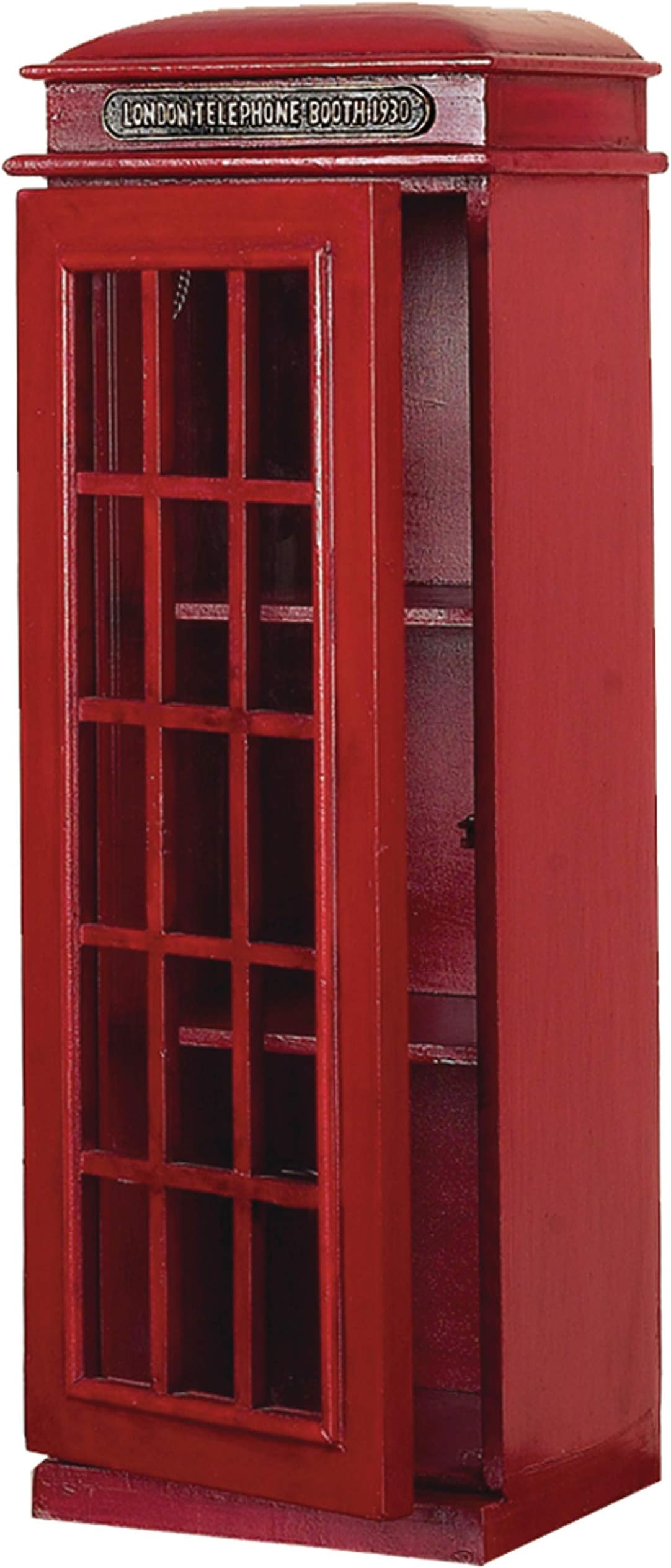 Deco 79 Wooden Telephone Room Storage Unit Vintage London Booth 2 Shelf Storage Cabinet, Accent Cabinet 11" x 9" x 30", Red