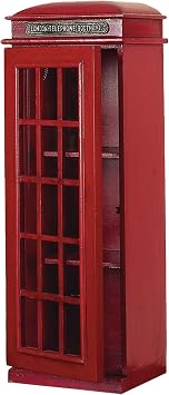 Deco 79 Wooden Telephone Room Storage Unit Vintage London Booth 2 Shelf Storage Cabinet, Accent Cabinet 11" x 9" x 30", Red