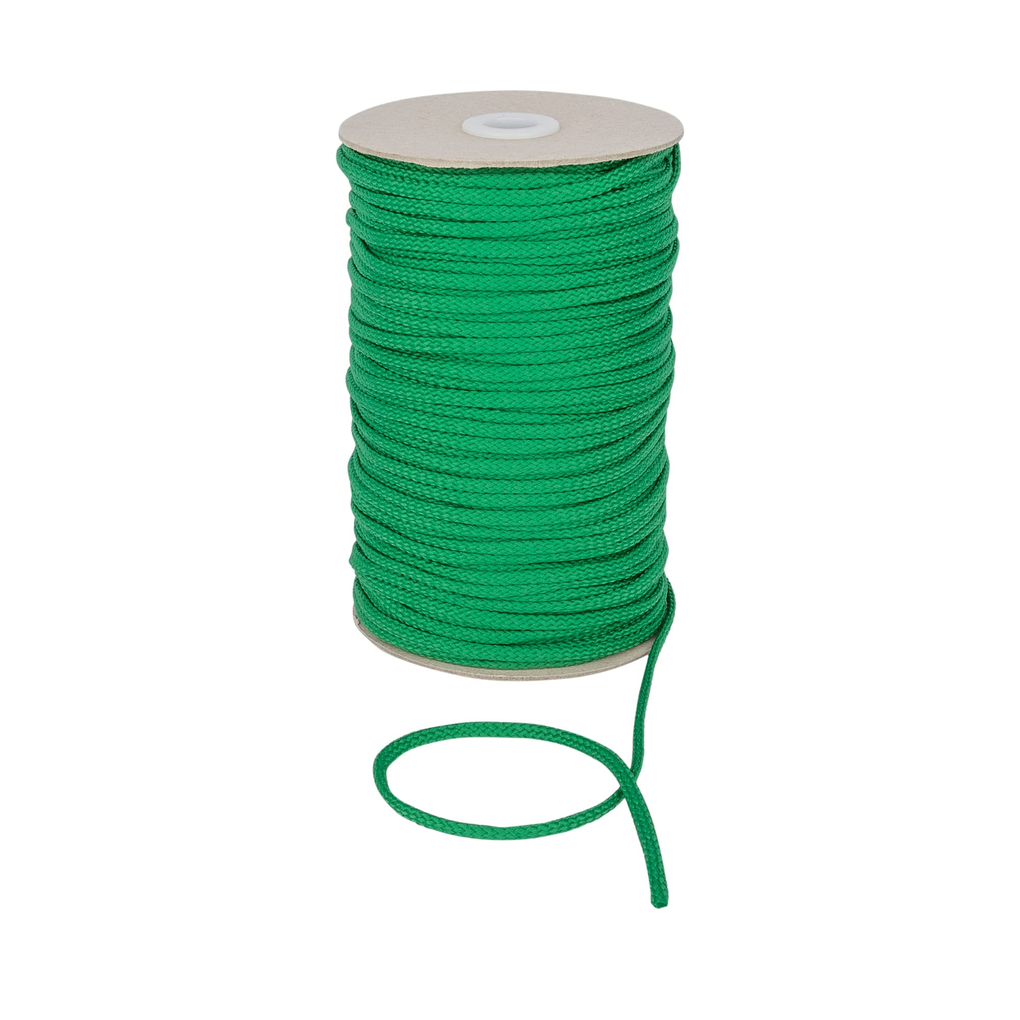 Discount Fabrics Ltd Emerald Green 4Mm Wide Polyester Drawstring Cord - Anorak Braid Cord, 10M