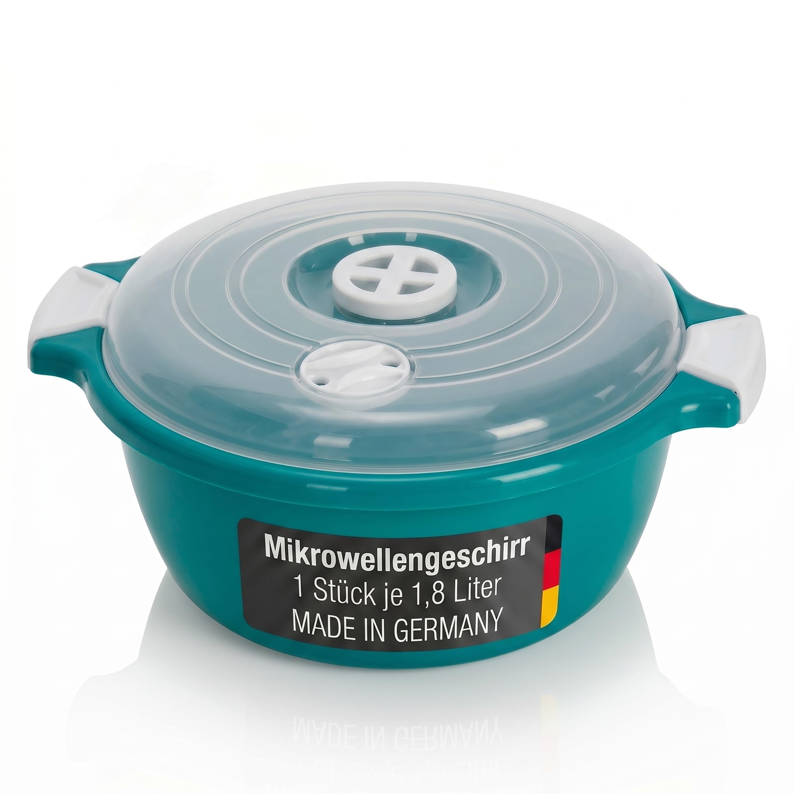 Lantelme Mikrowellenschüssel mit 1,8 Liter mit Dampfventil in Deutschland hergestellt stapelbar spülmaschinengeeignet Kunststoff Schüssel für Mikrowelle Kühl- Gefrierschrank (Grün)