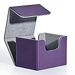 ZLCA Card Deck Box for Trading Cards, MTG Commander Deck Box Holds 120+ Single Sleeved, Leather Magnetic Card Storage Case Fits for TCG CCG Magic (Purple)