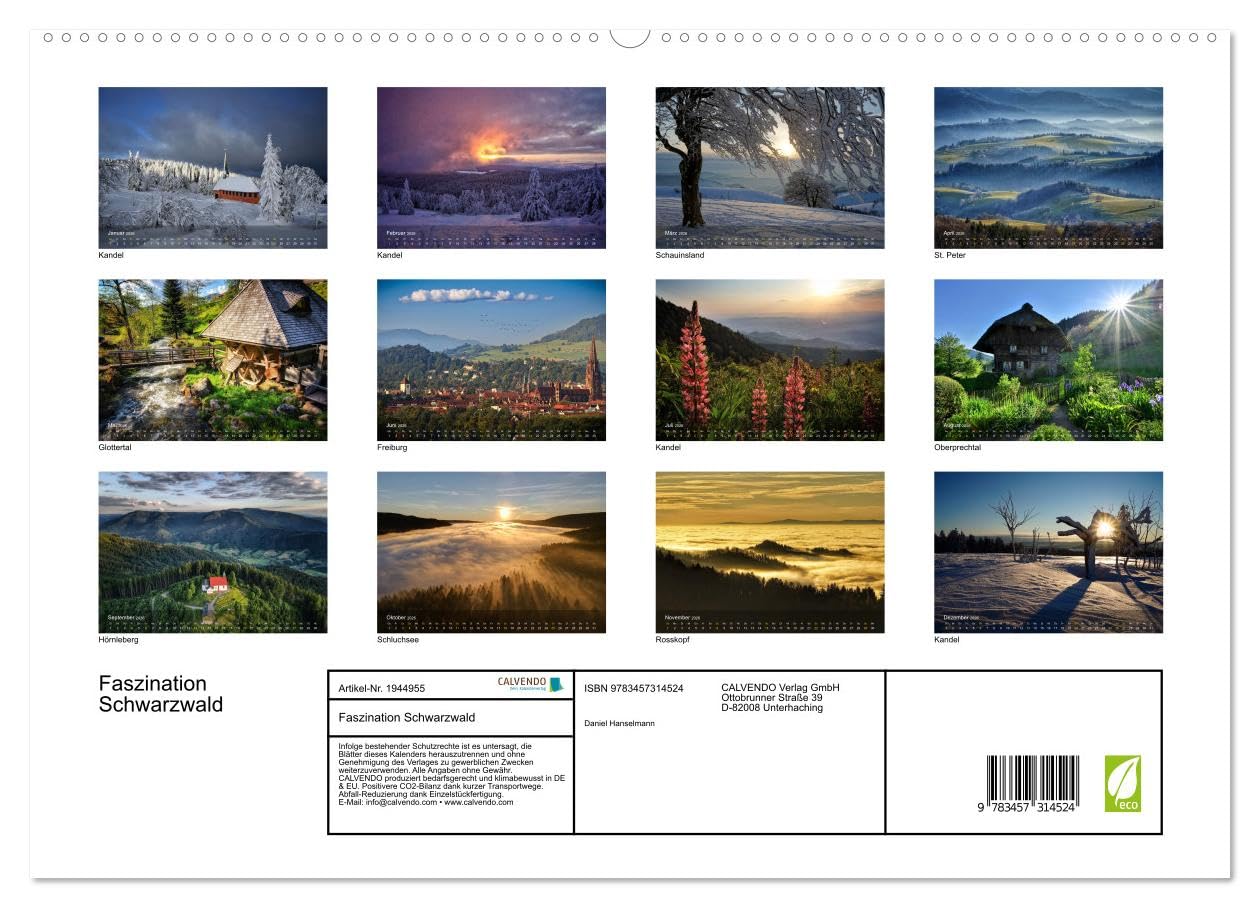 Faszination Schwarzwald (hochwertiger Premium Wandkalender 2026 DIN A2 quer), Kunstdruck in Hochglanz: Sehnsuchtsorte im Schwarzwald neu entdeckt (CALVENDO Orte)