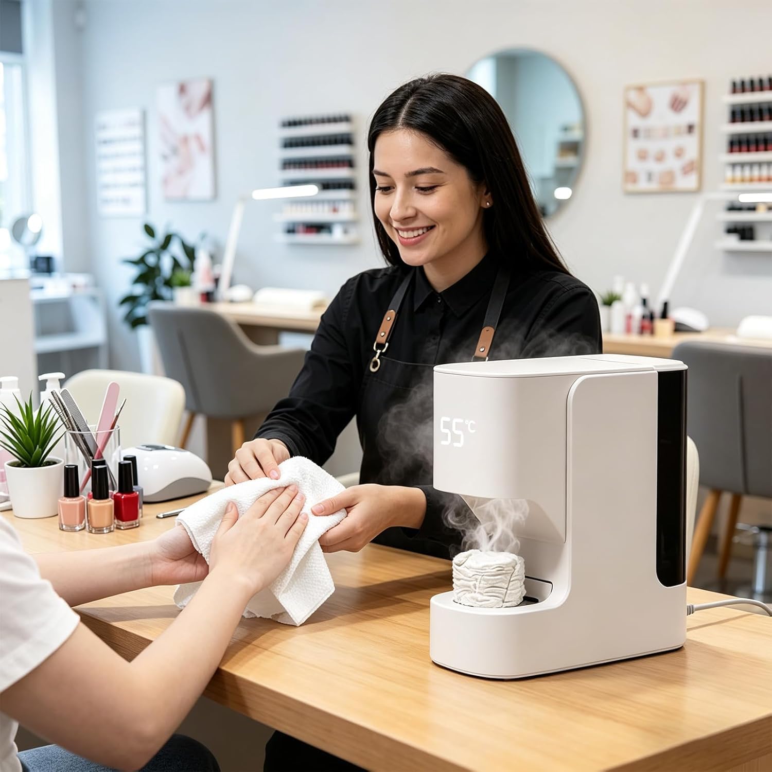 Automatischer Handtuchwärmer, Konstante Temperatur 55 °c, Intelligente Sprachausgabe, Ideal Für Wellness Und Badezimmer, Inklusive 20 Komprimierten Handtüchern, Machine+Towel