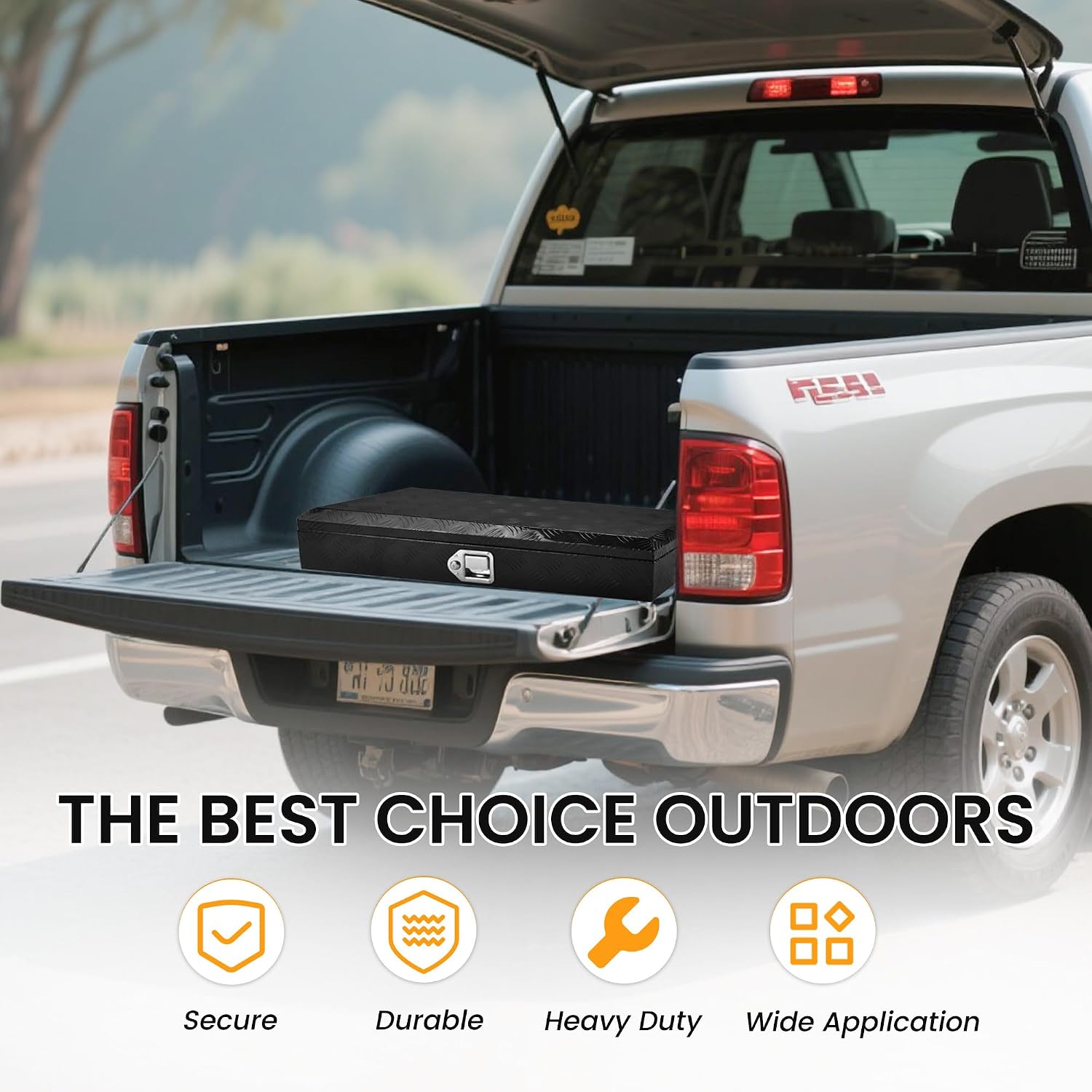 34.5 Inch Truck Tool Box, 34.5" x 12.75" x 6.4" Heavy Duty Aluminum Tool Storage Box for Truck Pick Up RV Trailer, Flatbed Truck Bed Toolbox with Lock and Keys, Black