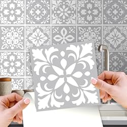 Ceramica Autoadhesiva Para Cocina WALPLUS Adhesivo para azulejos de pared, 15 cm (6"), 24 piezas, arte de bricolaje, decoración del hogar, salpicaduras para decoración de cocina (Andalu Cemento Gris Claro Español, Talla única)