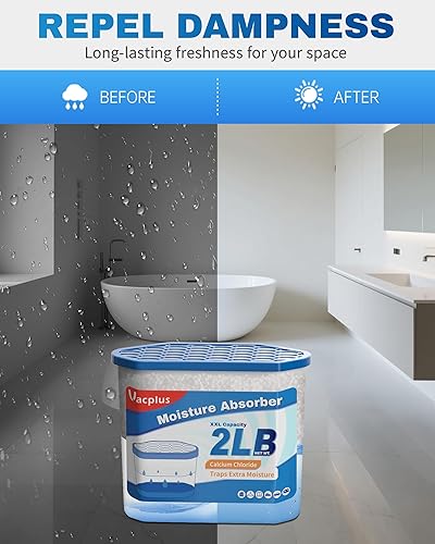 Miniatura 8 de Vacplus Paquete de 6 cubos absorbentes de humedad  Deshumidificador de gran capacidad y absorbente de humedad para armario, sótano, baño, caravana y