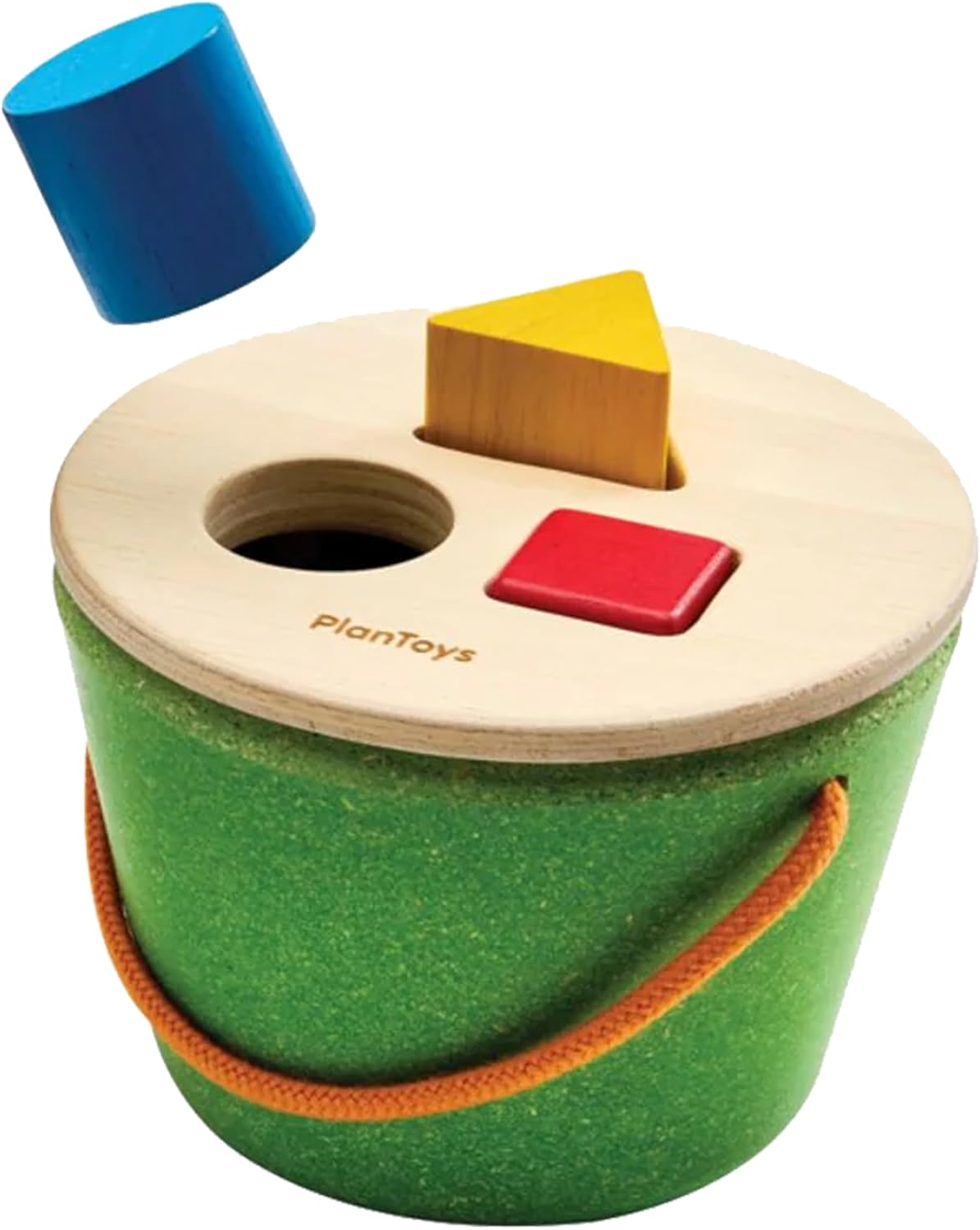 PlanToys® Geo Sorting Bucket | Wooden Shape Matching Toy for Toddlers 12M+ | Montessori Educational Sorting Toy with 3D Blocks | Develops Shape Recognition, Problem-Solving & Fine Motor Skills