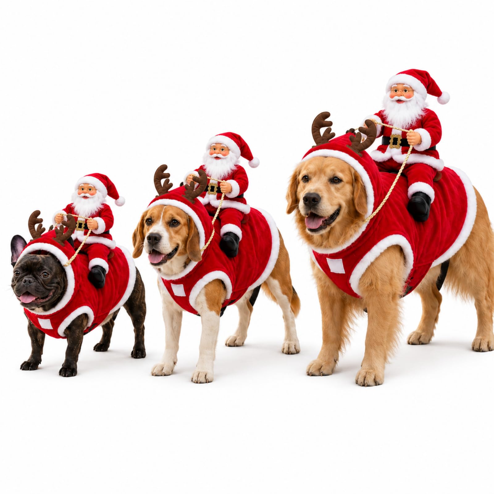 Santa Rider Dog Christmas Costume, Funny Santa Riding Pet Outfit (A1PC,Large)