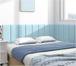 Panel de pared tapizado 3D anticolisión, autoadhesivo, esponja para el hogar, dormitorio, fácil de montar, 20 x 50 cm, color azul
