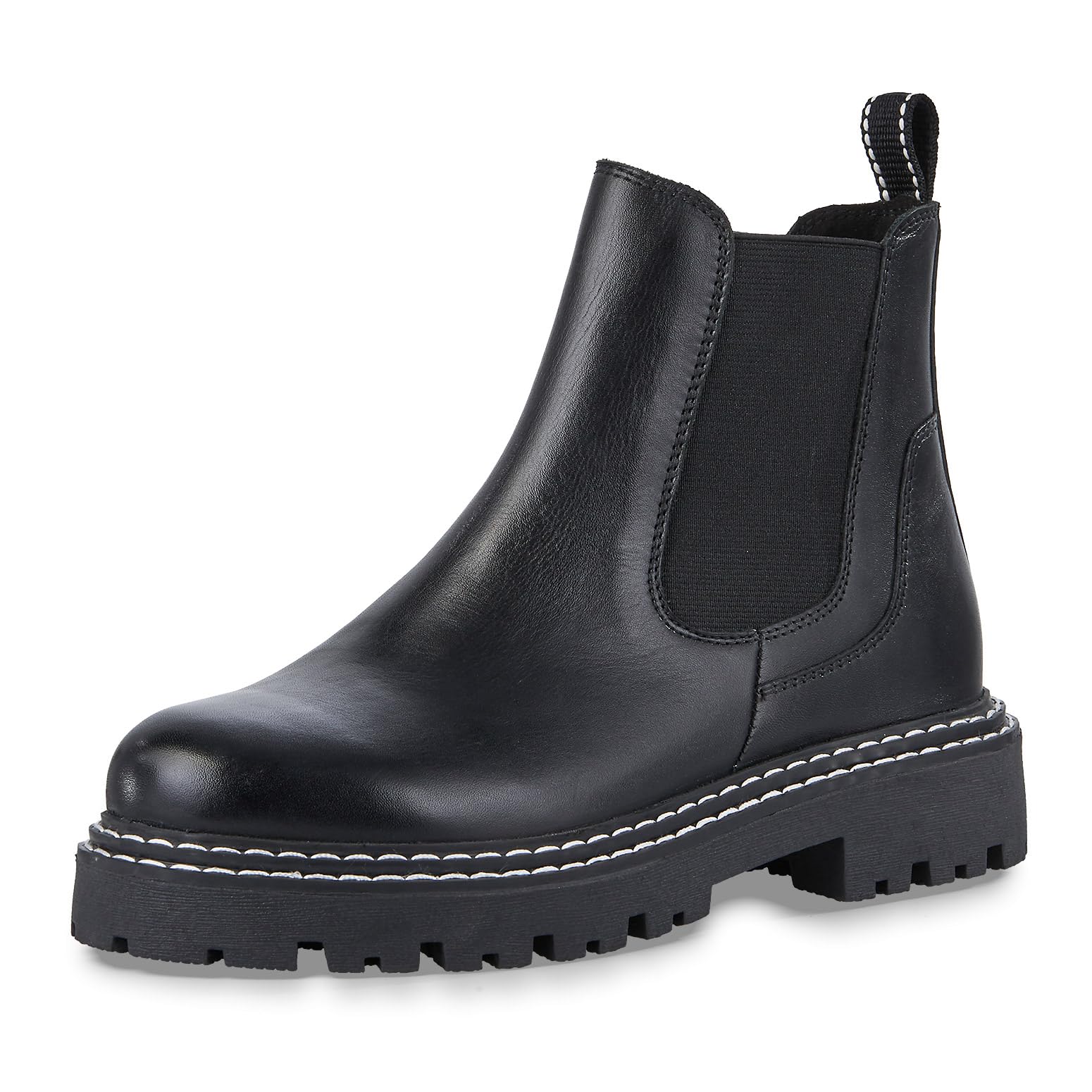 MARCO TOZZI Women's Bootie Zip+Slip 2-25491-43 Chelsea Boots, Black White, 9 UK