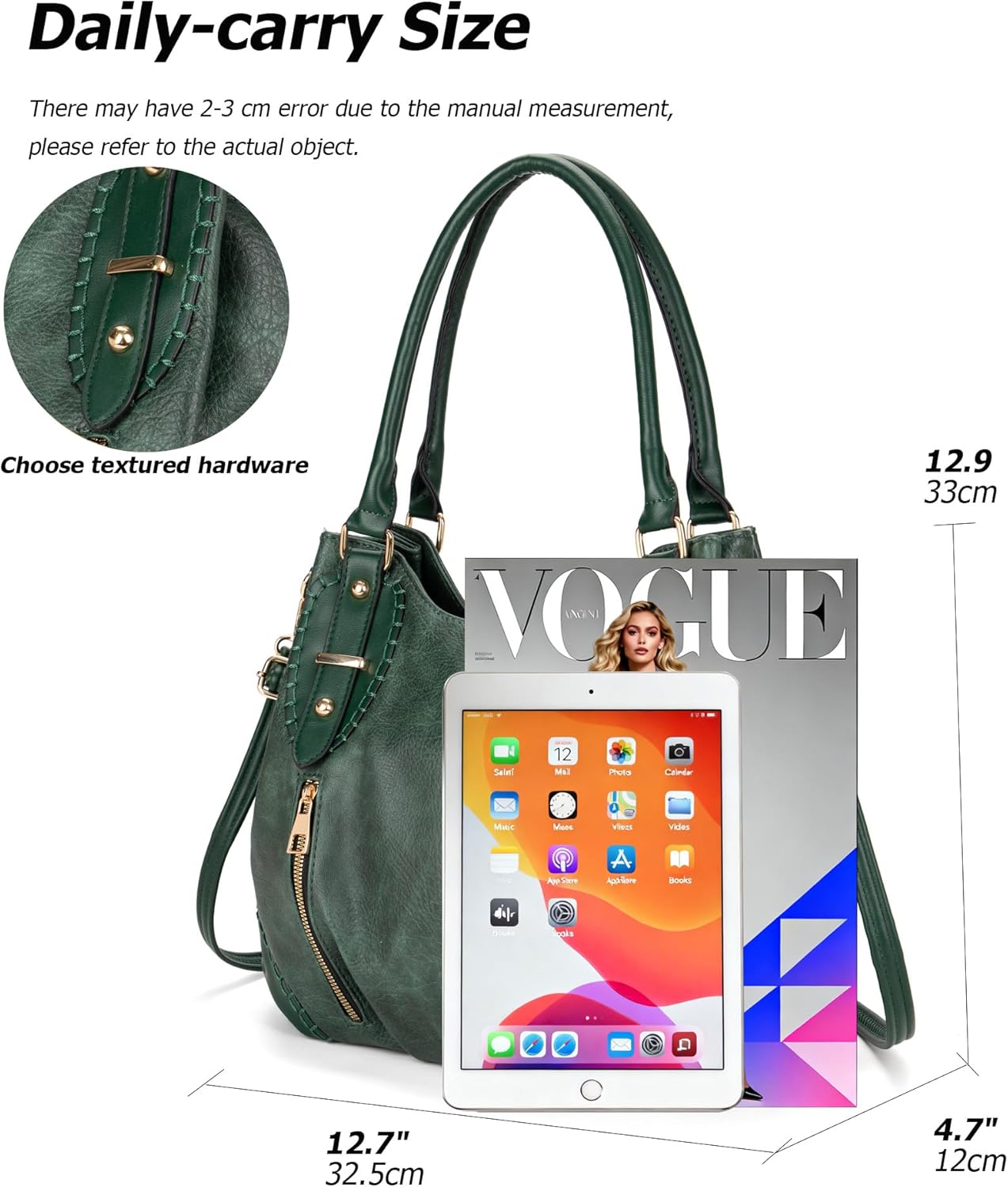 myfriday Vintage Large Leather Tote Handbags for Women, Soft Hobo Shoulder Bag Satchel Purse with Adjustable Strap - Image 3