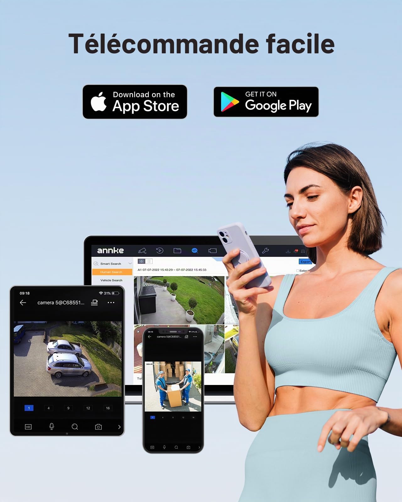 ANNKE 3K Kit de Surveillance avec Audio, 8CH DVR avec HDD 2TB et 8 Caméra de Vidéosurveillance Etanche IP67, Détection de Personne/Véhicule, Accès à Distance,Alarme par E-Mail, Vision Nocturne