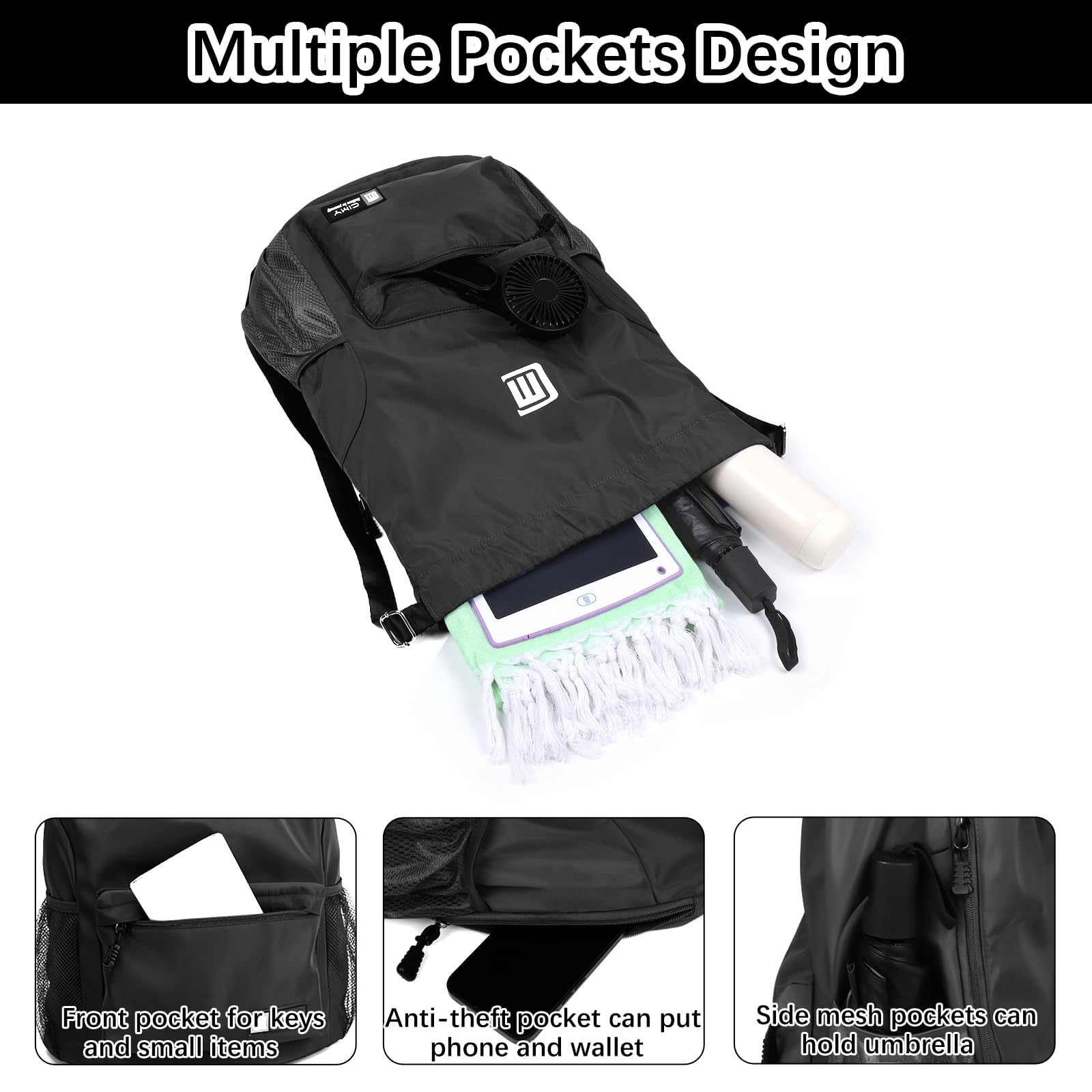 Mochila de Cuerdas Impermeable Gran Capacidad para Mujer Hombre Deportiva