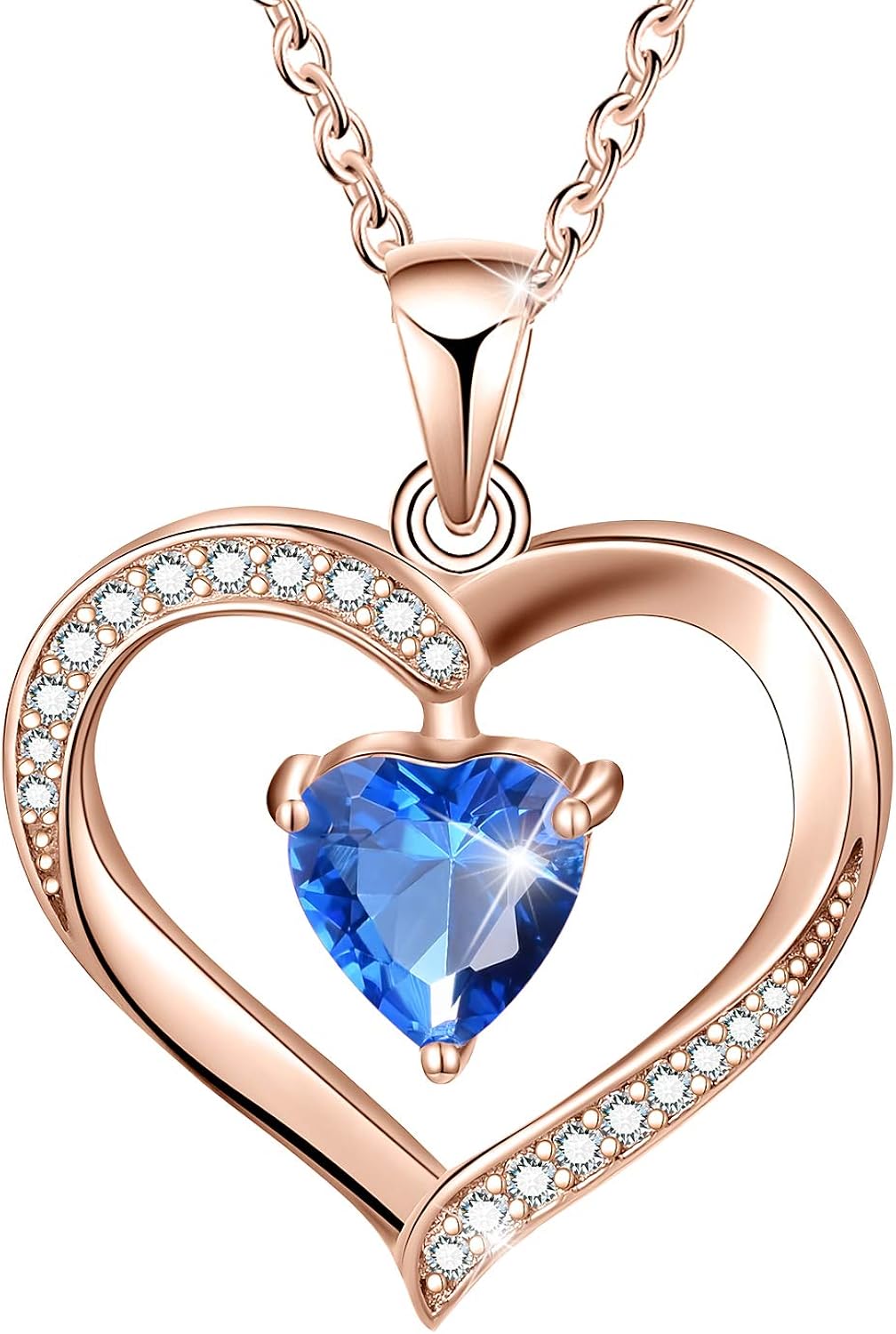 Esberry Forever 定番 Love ハートネックレスジュエリー 18kホワイトゴールド 5aキュービックジルコニア付き 誕生石ペンダントネックレス ローズゴールドメッキ 925スターリングシルバー 女性や女の子への誕生日プレゼントに