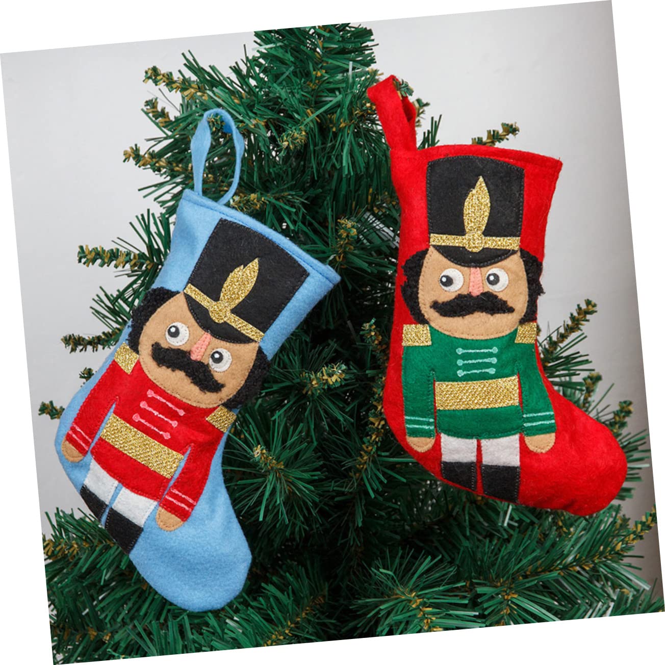 4 Stück Soldat Weihnachtsstrumpf Weihnachtsbaum hängende Strümpfe Dekoration für Weihnachtsfeiern Weihnachtsdekorationen Weihnachtssocken Christbaumschmuck Baum Anhänger