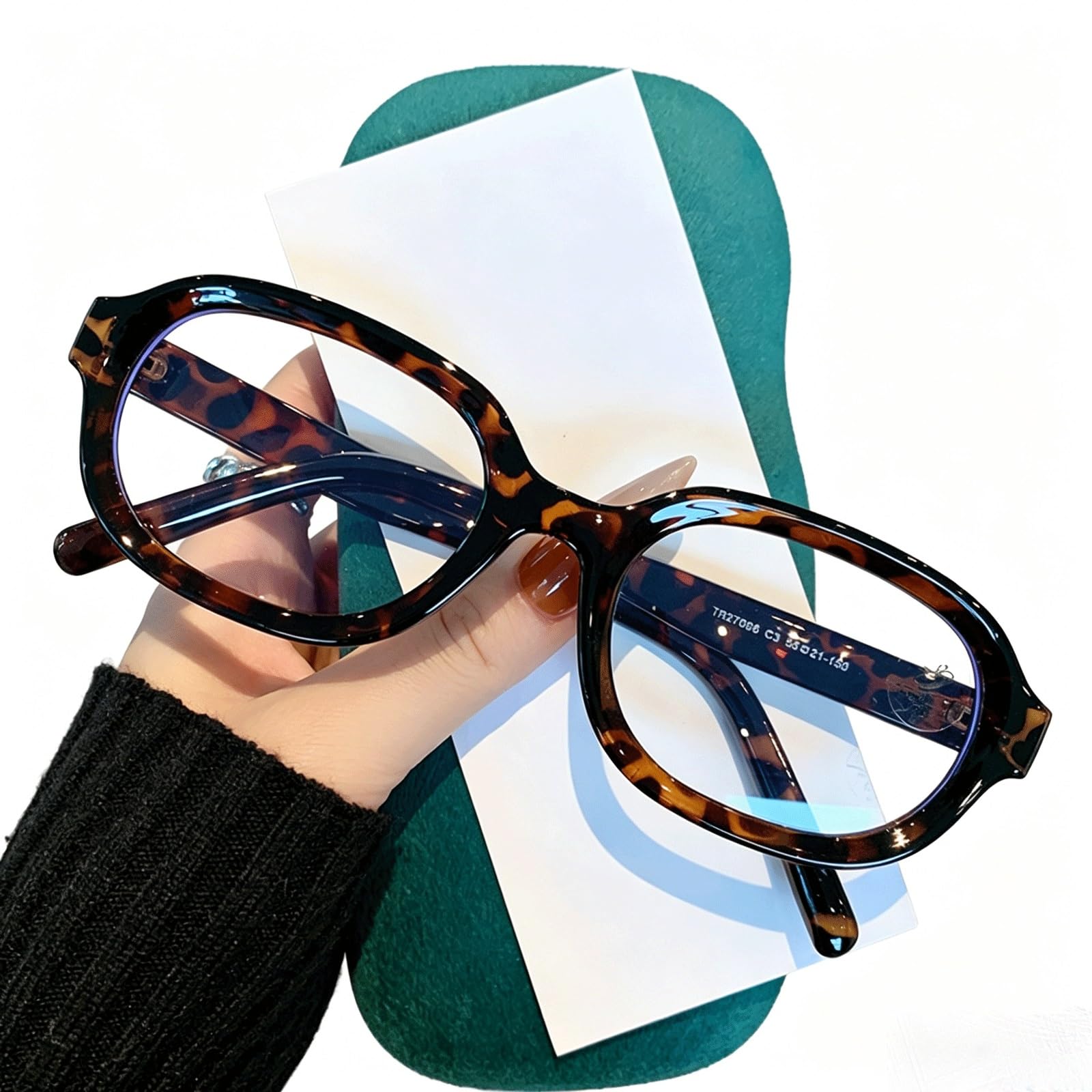 KLJUddGY Elegant Eyewear Frames Oval Reading Glasses Blocking Non Prescription Eyeglasses Full Rim Spectacles for Computer Comfort Fit(Tortoiseshell)