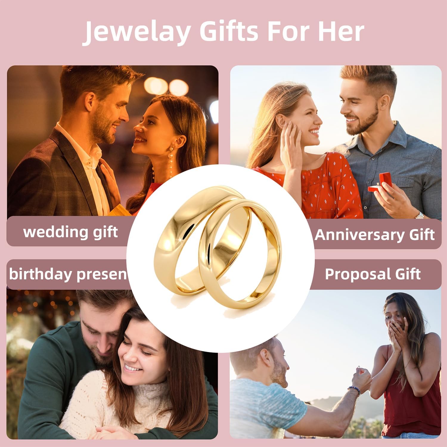 SISGEM 10K 14K 18K Solid Gold Couple Rings Set, His and Hers Wedding Band Sets for Men Women, Custom Engraved Promise Wedding Rings Comfort Fit Promise Bands (2mm-7mm Width) - Image 6